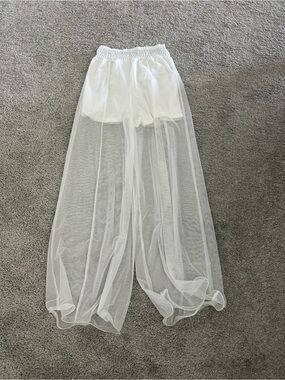 Never worn, brand new! White Sheer Overlay Pants with Built-In Shorts